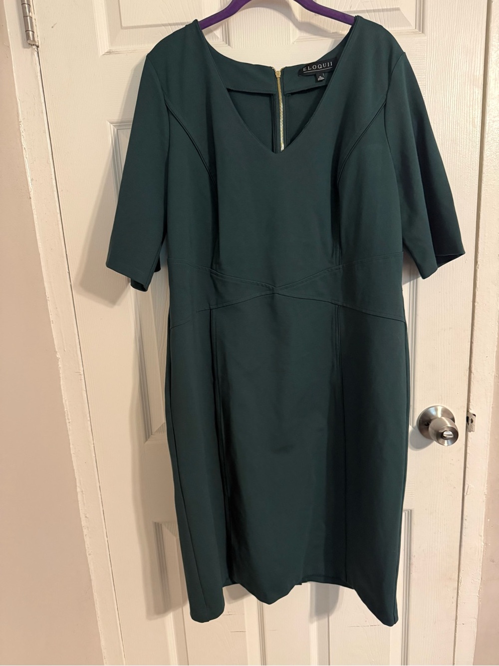 Eloquii Deep Teal Ponte Midi Sheath Dress